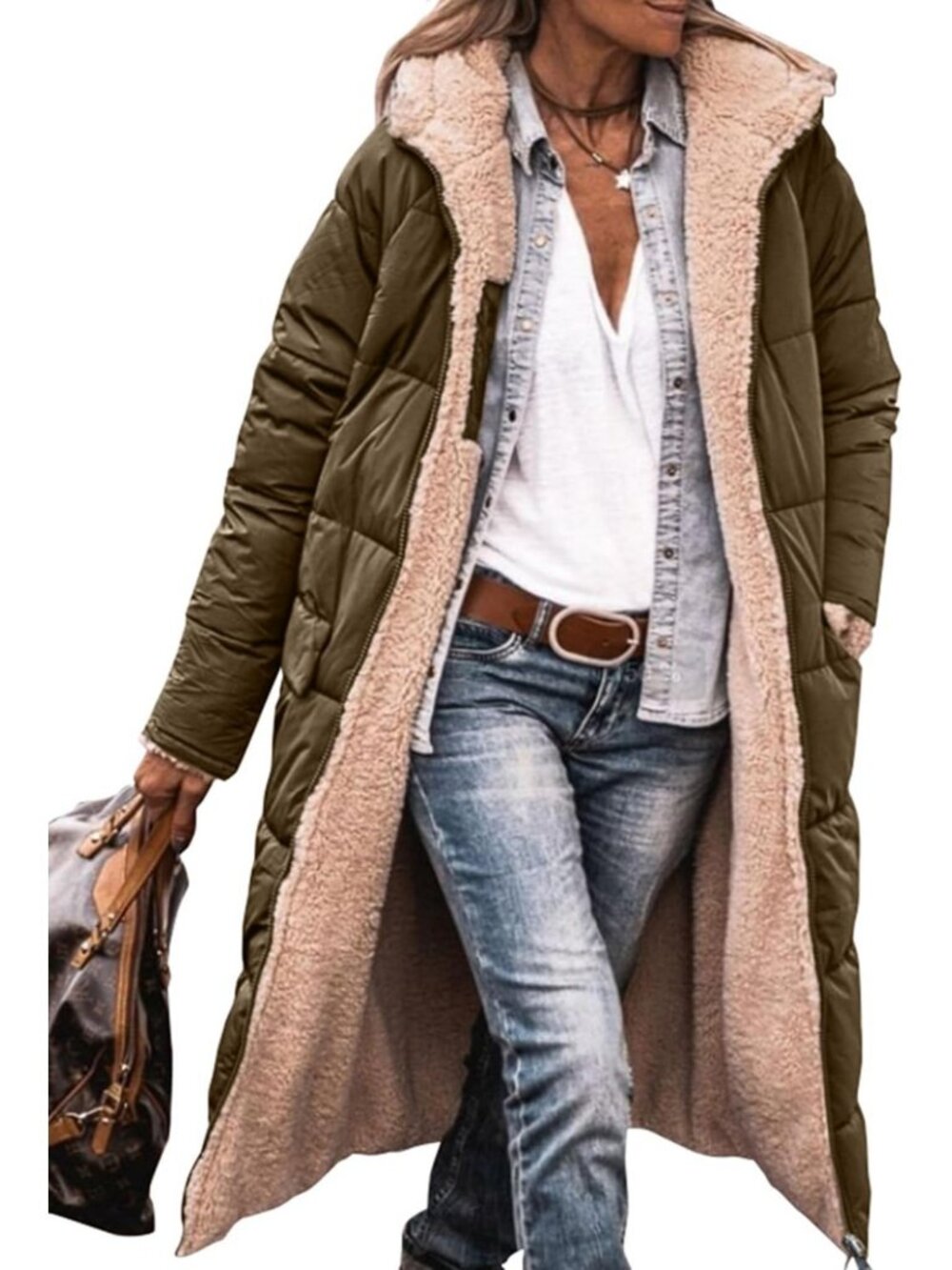 Cozy Women's Winter Fleece Long Coat - Warm, Stylish Outerwear for Cold Weather